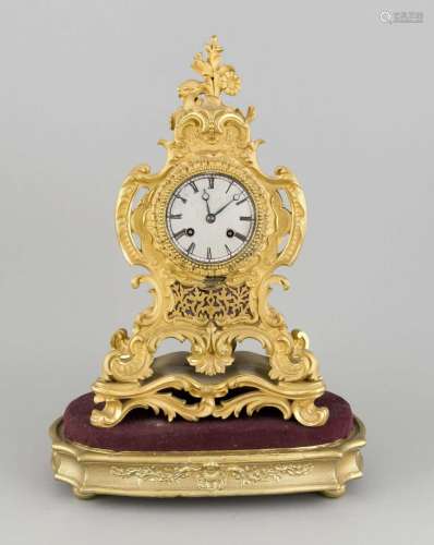 Pendulum clock, France 19th c., ormolued and gilded oval wooden base covere