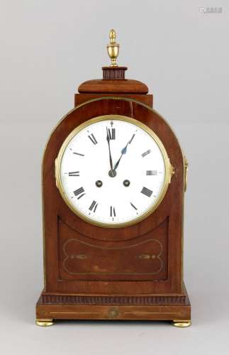 Table clock with mahogany case and brass inlays, France around 1900, marked