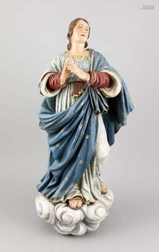 Baroque statue of Mary on cloud base, 17./18. Jh., Carved wood fully plasti