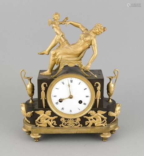 Figurpendule with Cupid, France in the beginning of 19th century, ormolu an