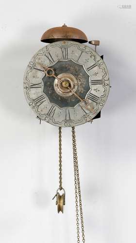 Wanduhr, Eisengehäuse, Ankergang, ½ Std. Schlagwerk auf Glocke, silberfarbe