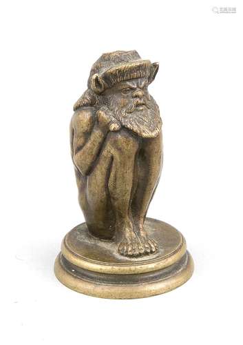 Symbolist sculptor around 1900, squatting mythical creature, patinated, sol