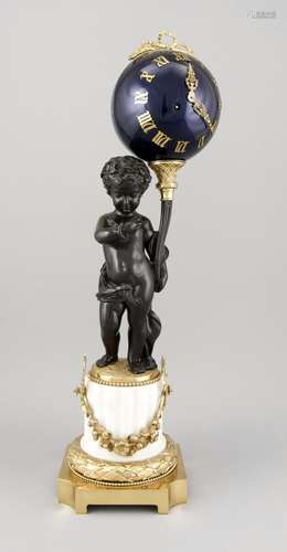 Pendulum gilt, bronzed boy wearing the time ball, this with gilded applicat