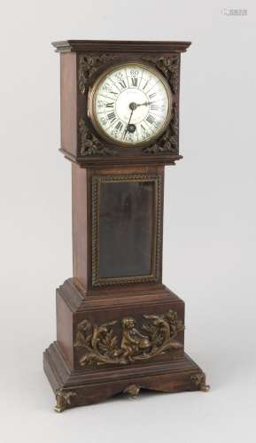 Table clock as granfather clock, in the Empire style, France 19th c., ename