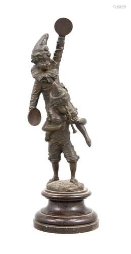 Victor Heinrich Seifert (1870-1953), two clowns performing music, patinated