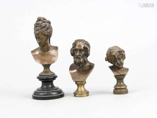 Three small bronzes various French sculptor of the 19th century, bust of Ho