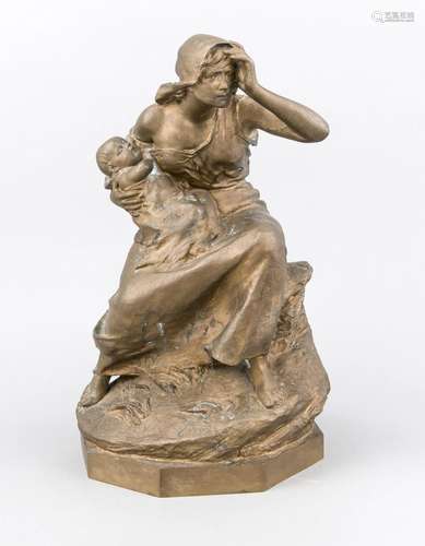 E. Müller, 19th century sculptor, young mother with her baby on the arm loo