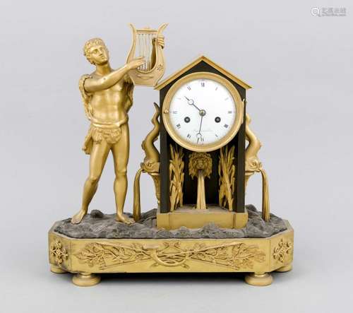 Figurative pendulum clock in the Empire style, France 19th c., ormolu and p