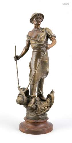 French sculpture as an allegory of industrial progress, green-brown patinat