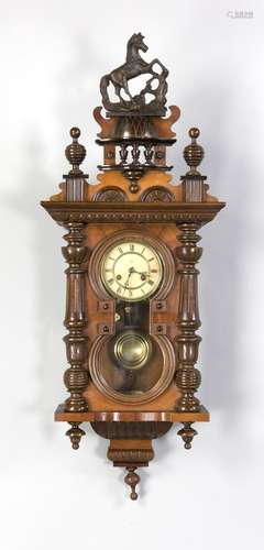 Gründerzeit Junghans Regulator, um 1880, Schnitz- und Drechselwerk aus der