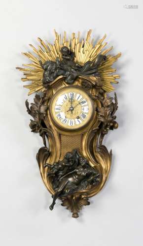 Rare Cartelclock, France 2nd half of the 19th century, elaborately decorate