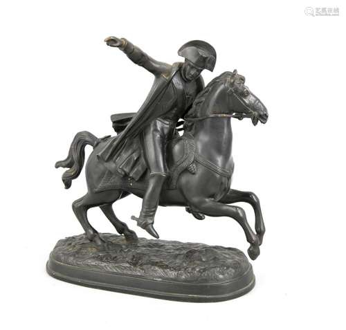 Bronze sculpture, around 1900, Napoleon Bonaparte crossing the Alps on the