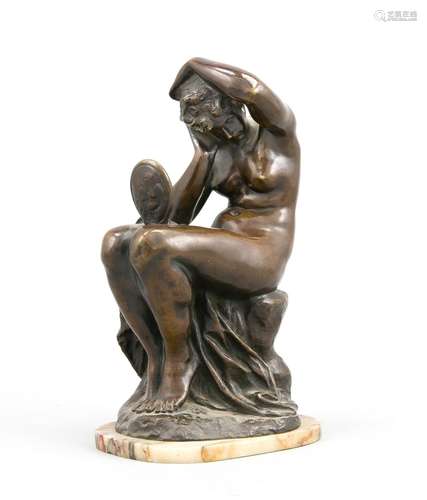 Anonymous sculptor Late 19th century, sitting female nude with draped cloth