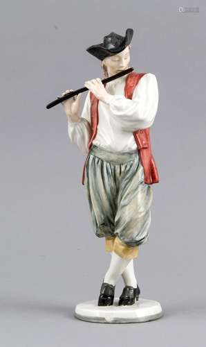 Flute player, Nymphenburg, brand 1950-75, model no. 880, polychrome painted