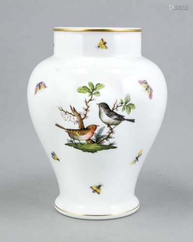 Vase, Herend, mark after 1967, polychrome painting, decor Rothschild with b