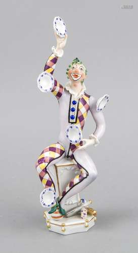 Harlequin as a juggler with plates, Meissen, after 1970, 1st quality, desig