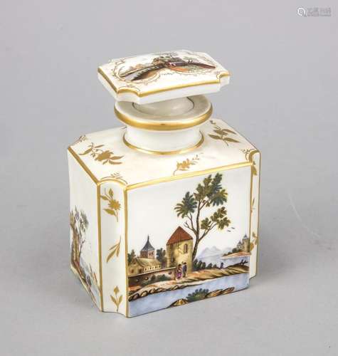 Tea caddy, KPM Berlin, around 1780, rectangular shape with matching stopper