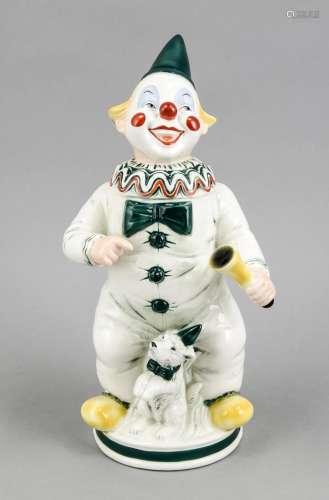 Laughing clown with puppy dog, Ens, Volkstedt, Thuringia, mark 1900-1910, d