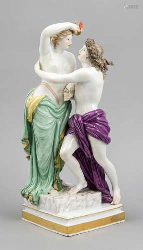 Large figure, Meissen, 20th century, 1st choice, lovers after bathing in su