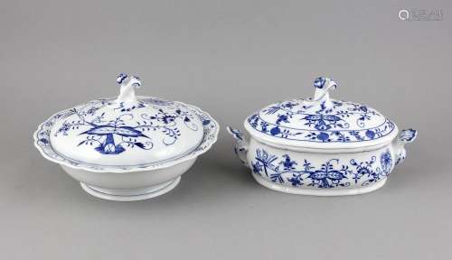 Two lidded terrines, Meissen, mark after 1934, 2nd quality, shape New secti