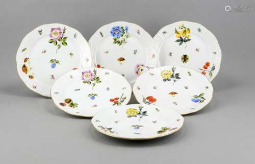 Six dinner plates, Herend, mark after 1967, form Ozier, model no. 524, poly