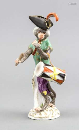 Monkey as a drummer, Meissen, mark after 1934, 1 st quality, figure from th