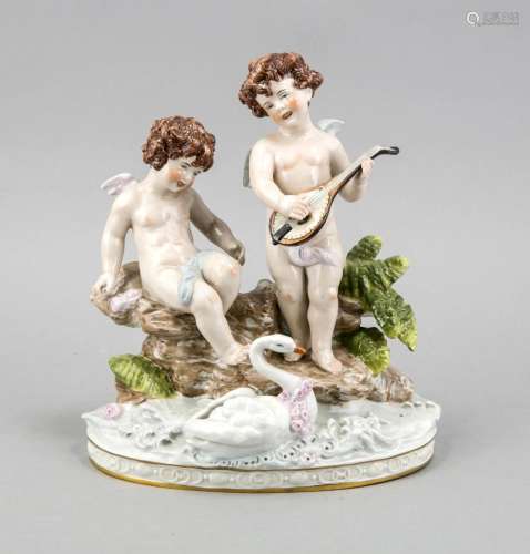 Group of cupids, Scheibe-Alsbach, Thuringia, 20th cent., Two putti playing