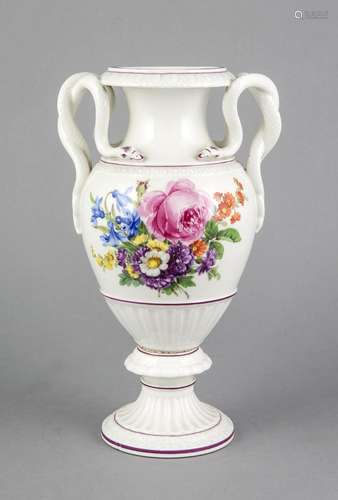 Schlangenhenkelvase, Meissen, mark after 1934, Deputat, model by Ernst Augu