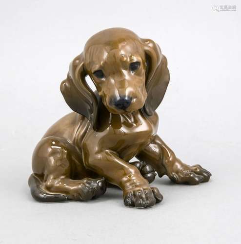 Sitting dachshund puppy, Rosenthal, mark 1934-1956, design Prof. Th. Kärner