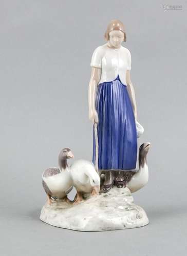 Goose girl, Bing & Gröndahl, Copenhagen, mark 1970s, model no. 2254, polych