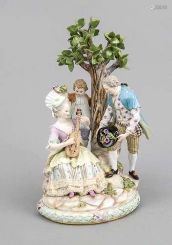 Group of gardener at a tree, Meissen, brand 1850-1924, 1st choice, designed