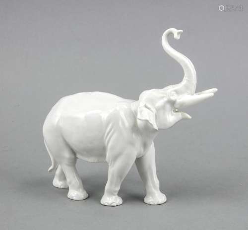 Elephant with raised trunk, Meissen, mark after 1934, 2nd quality, design E