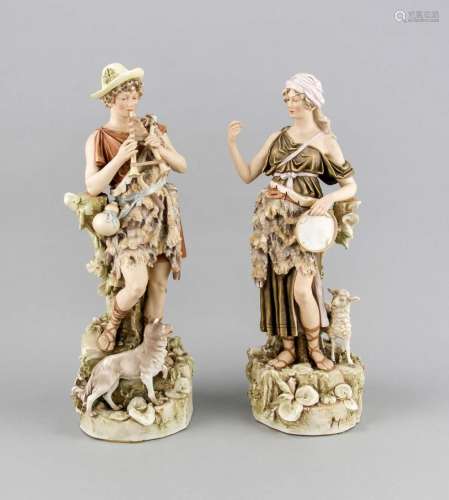 Shepherd Couple with Sheep and Dog, Royal Dux Bohemia, Late 20th C., model