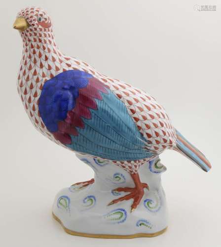 Dove, Herend, late 20th century, model no. 5071, on an irregular pedestal,