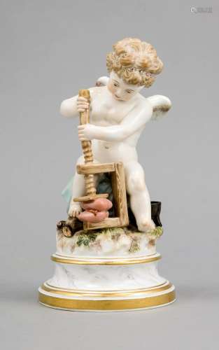 Figure Meissen, Knauf swords about 1890, 1st quality, cupid two hearts pres