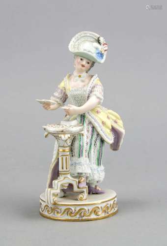 Girl as a depositor, Meissen, brand 1850-1924, 1st choice, designed by Mich