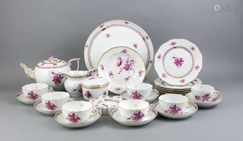 Tea service for 6 persons, 25 pcs., Herend, brand after 1967, Ozier shape,