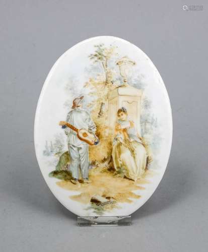 Oval Plaque, Meissen, 19th cent., Press mark, polychrome painted in subtle