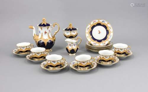 Mocha- service for 6 persons, 15 pcs., Meissen, brand after 1934, 2. choice