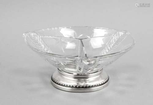 Round cabaret with silver foot mounting, 20th century, Sterling silver 925/