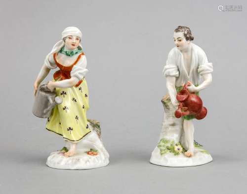 Two figures, Meissen, 20th century, 1st choice, Gardener couple in moving p