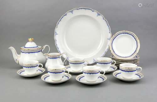 Tea set for 6 persons, 21 pcs., KPM Berlin, small Pfennig Mark 1849-70, 1st