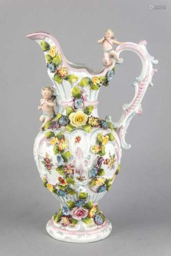 Historism Pitcher, probably Thuringia, 19th century, jug with side handle,