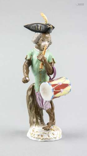 Drummer from the monkey band, Meissen, brand 1850-1924, 2nd choice, design