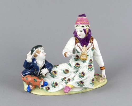 Oriental women with child, KPM Berlin, 1923, 1. quality, painter's mark, on