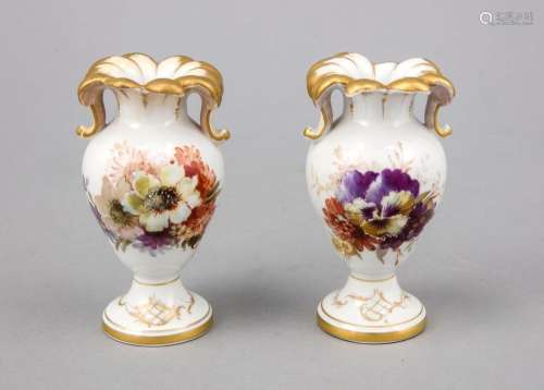 Pair of vases, KPM Berlin, 19th century, 1st choice, a few small amphora va