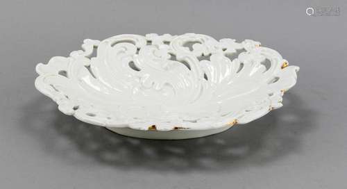 Ovale Schale, Meissen, Marke 1850-1924, 2. W., reliefierte durchbrochene Fo