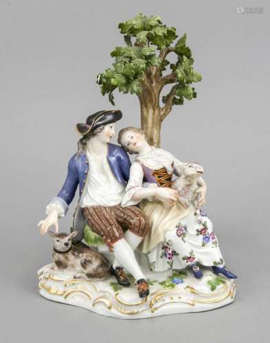Shepherd couple, Meissen, brand 1850-1924, 1st W., designed by Johann Joach