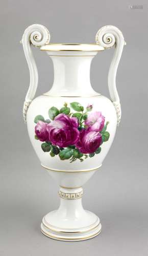Amphora vase, Meissen, mark after 1934, 1st quality, ovoid body rising on a