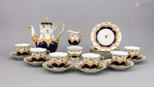 Coffee-plum service for 6 persons, 21 pcs., Meissen, brand after 1950, 2nd